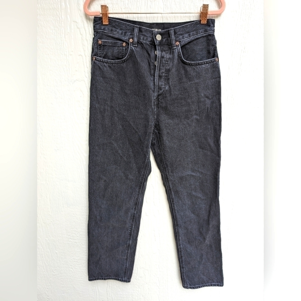 Aritzia Denim Forum Joni High Rise Loose Fit Black Denim Jeans 26x29L